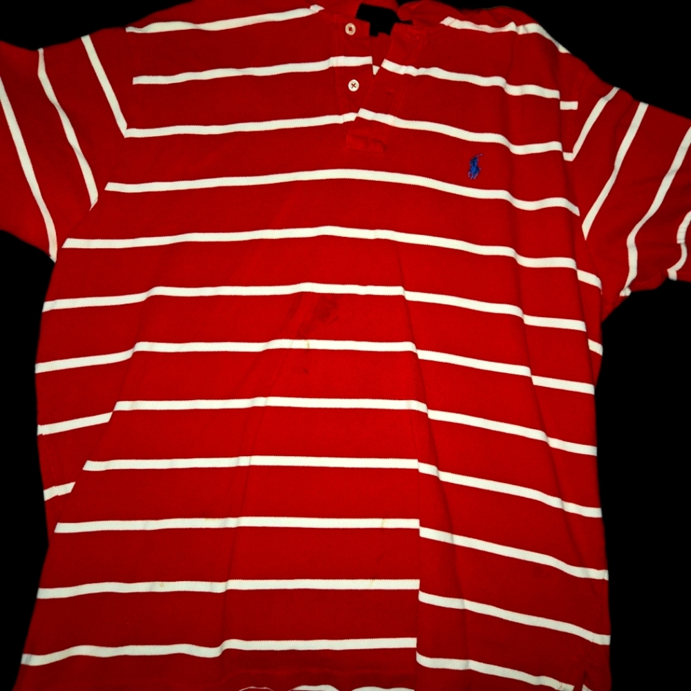 Polo by Ralph Lauren Red and White Striped Shirt